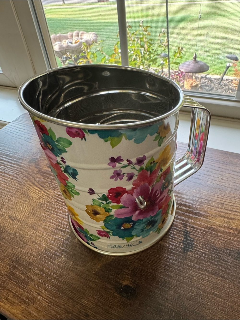 The Pioneer Woman Floral Flour Sifter - Stainless Steel Hand Crank - NWOT